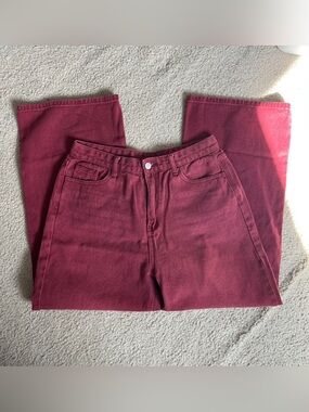 Cider Berry Pink Low Rise Wide Leg Denim Jean